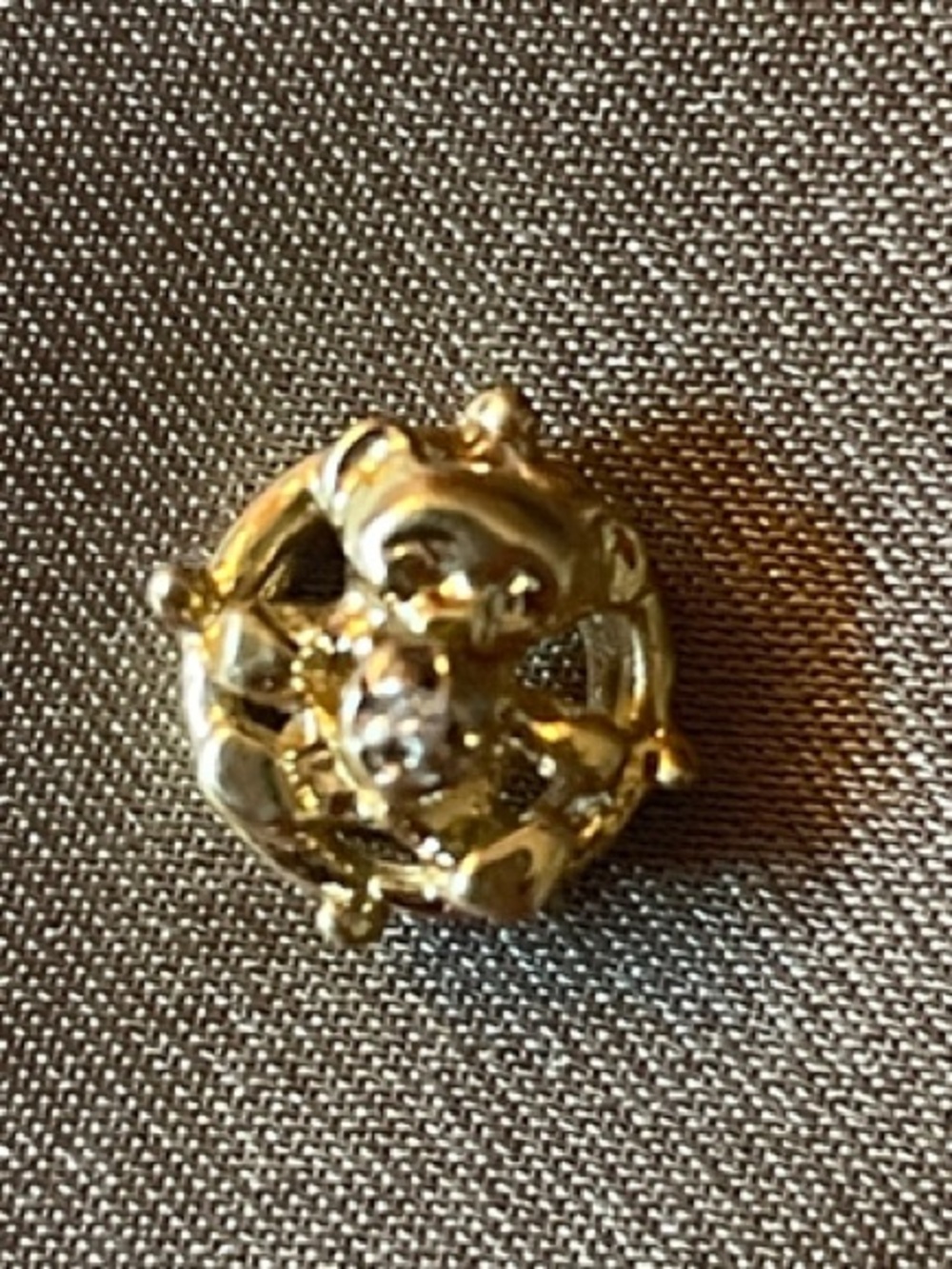 Vintage 14k Yellow Gold Teddy Bear Slide Charm Diamond Belly